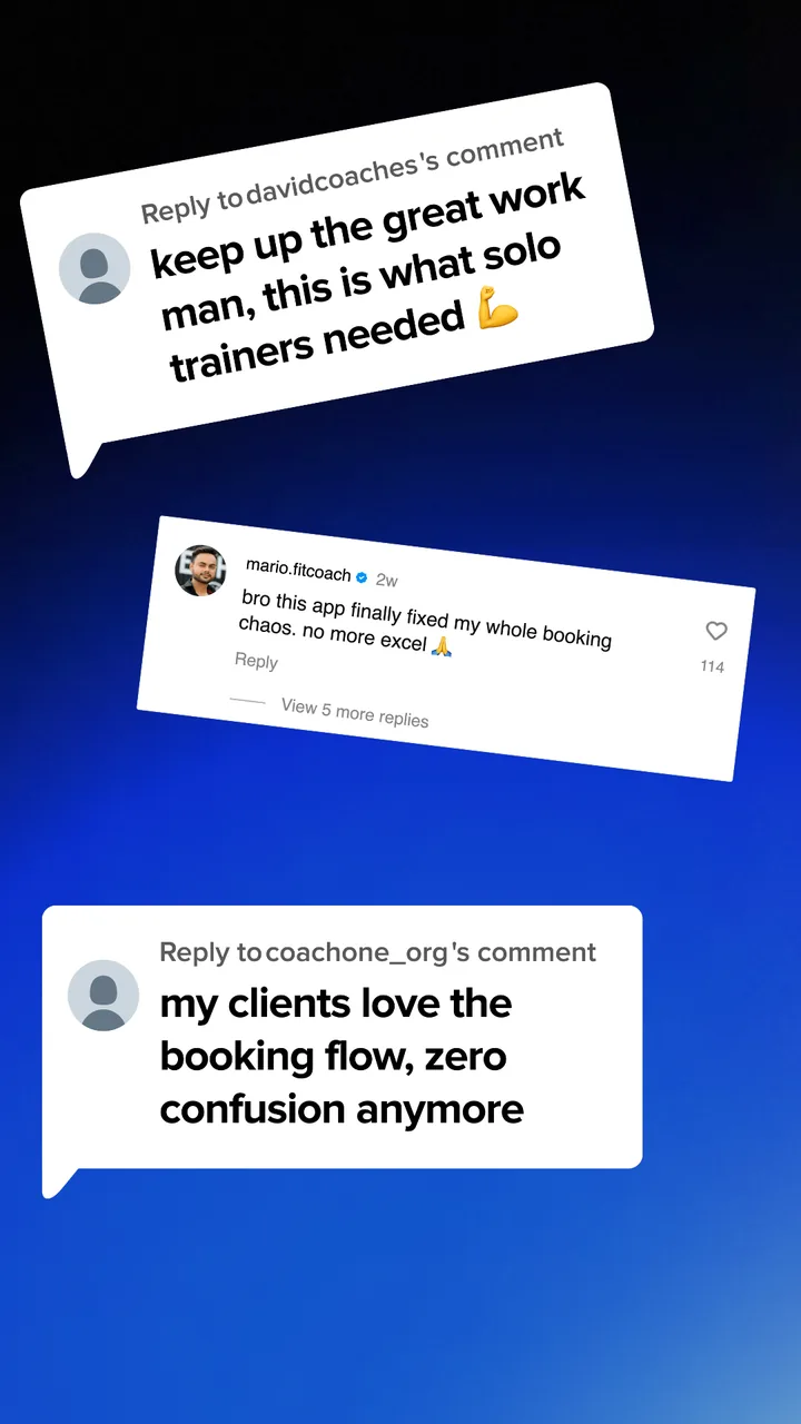 Comments from trainers on a CoachOne TikTok post about booking chaos and the client booking flow